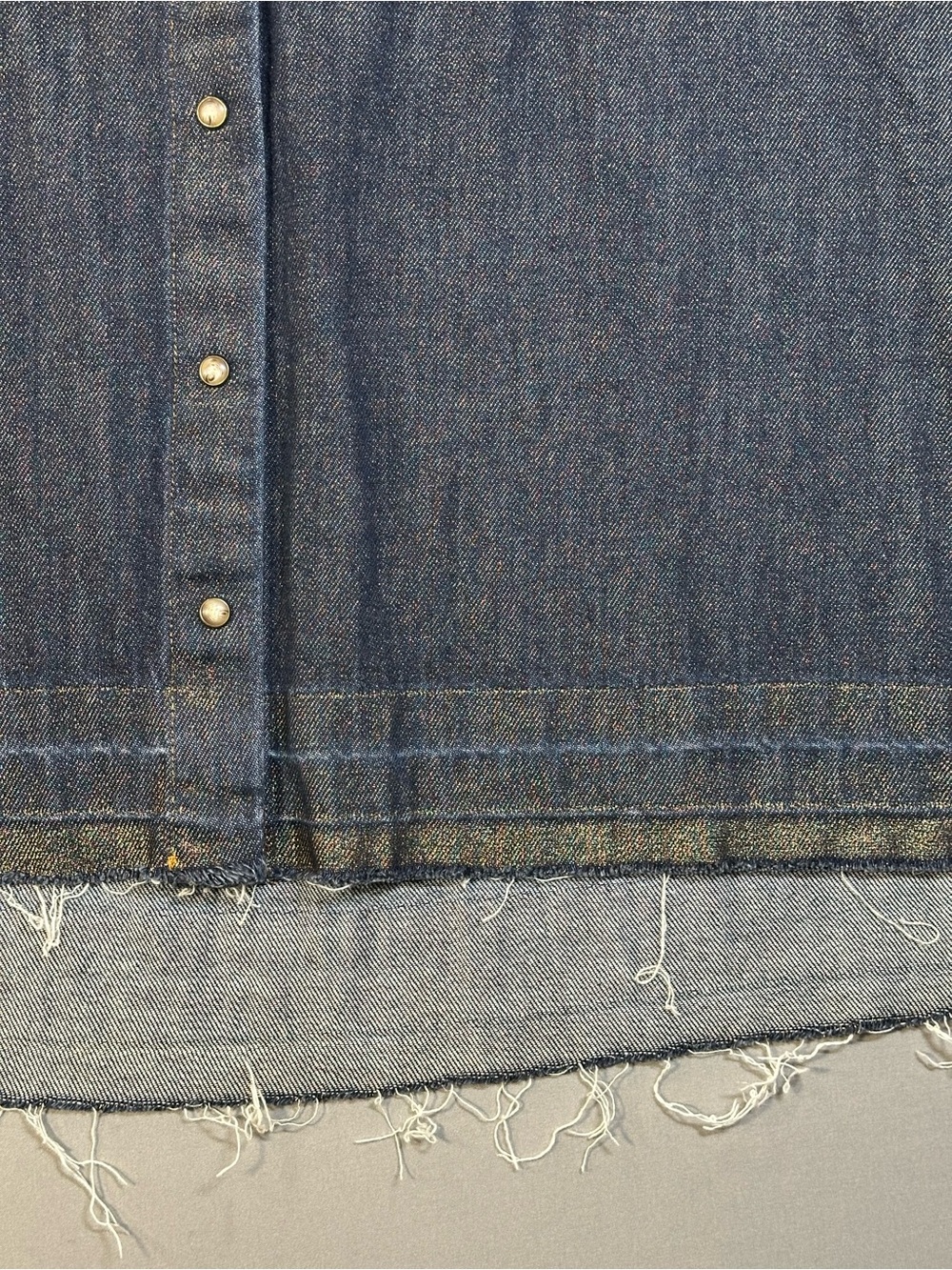 Momoni Aura Denim Laminé Shirt, Snap Front, Raw Hem - Women 42 US 12/14 - Picture 7 of 15